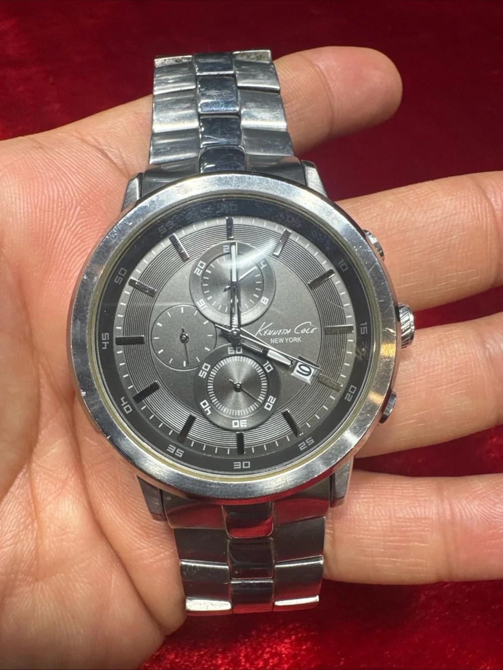 Kenneth Cole New York Chronograph Stainless Steel Watch Working Gray Dial